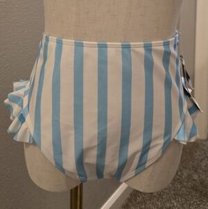 Blue and White Striped Bikini Bottom